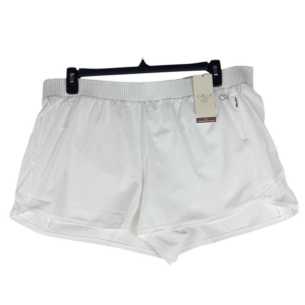 CALIA Swift Performance Shorts Womens XL Pure White 3" Inseam WAX12191FS NWT